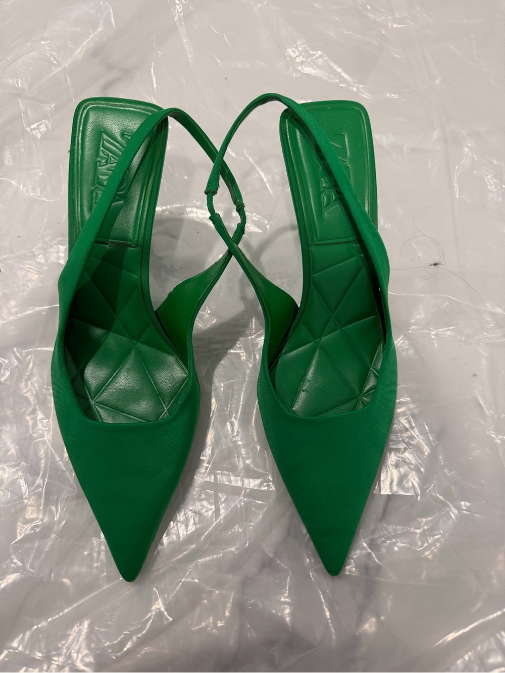 Zara Emerald Green Pointed Slingback Heels